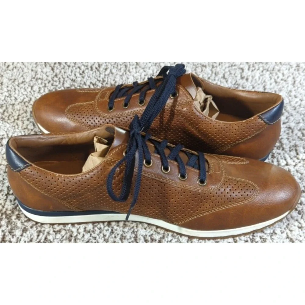Rieker‎ Men's Brown Leather Almond Toe Lace-Up Loafer Size EU45 USA 11.5